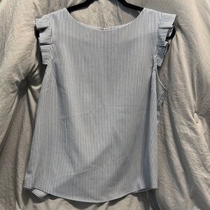 Striped Ruffle Sleeve Camisole - Blue/White